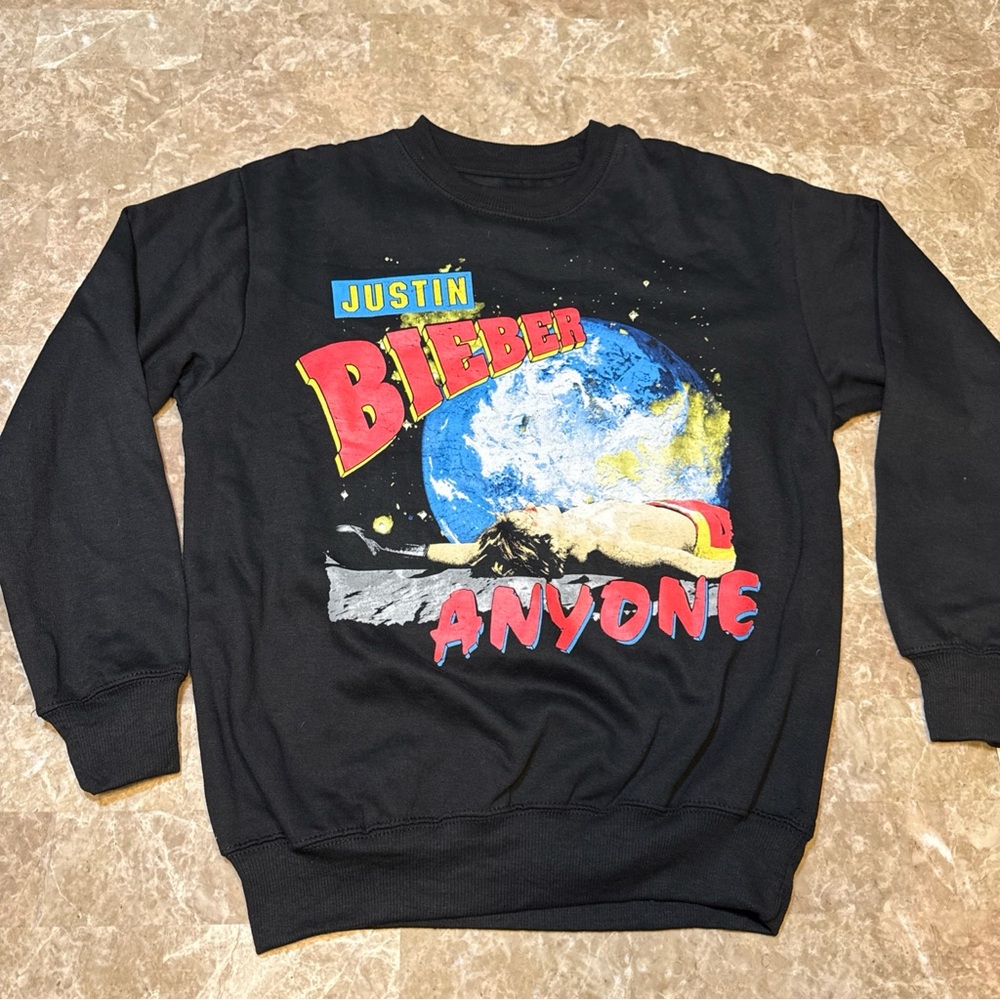 Official Justin Bieber Anyone Space Sweatshirt - Size X-Small NWT’s New Blackm